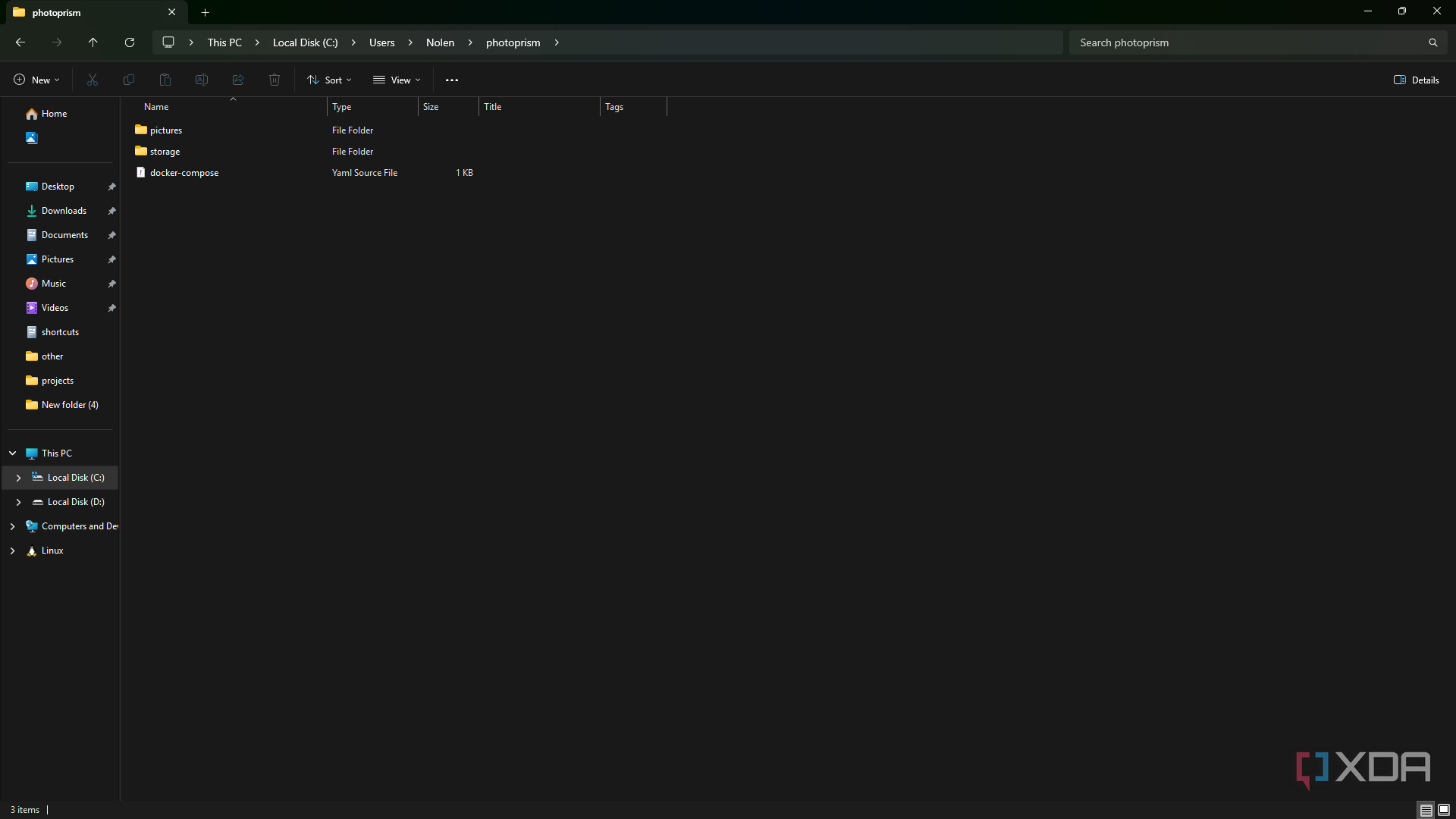 Viewing local PhotoPrism folder