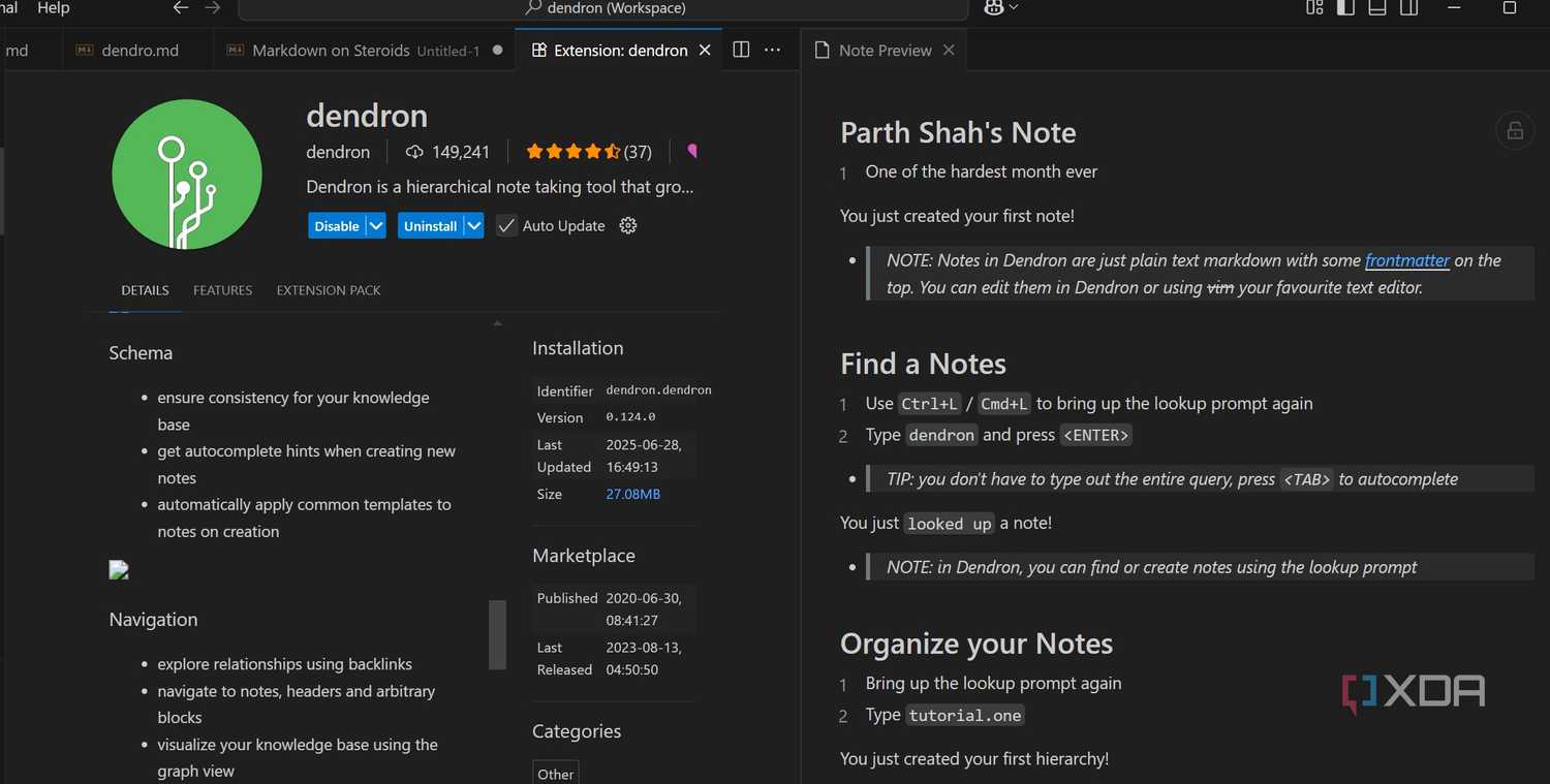 Download Dendron extension