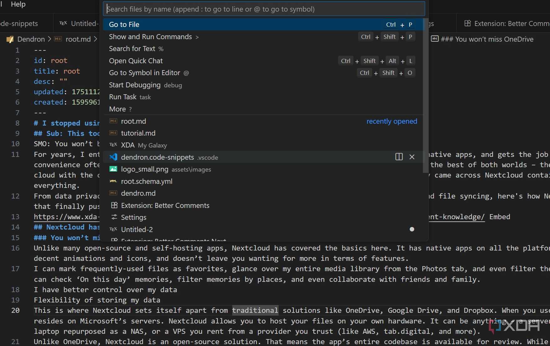 Search for Dendron extension