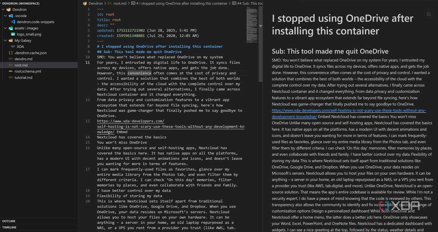 Dendron extension Markdown support