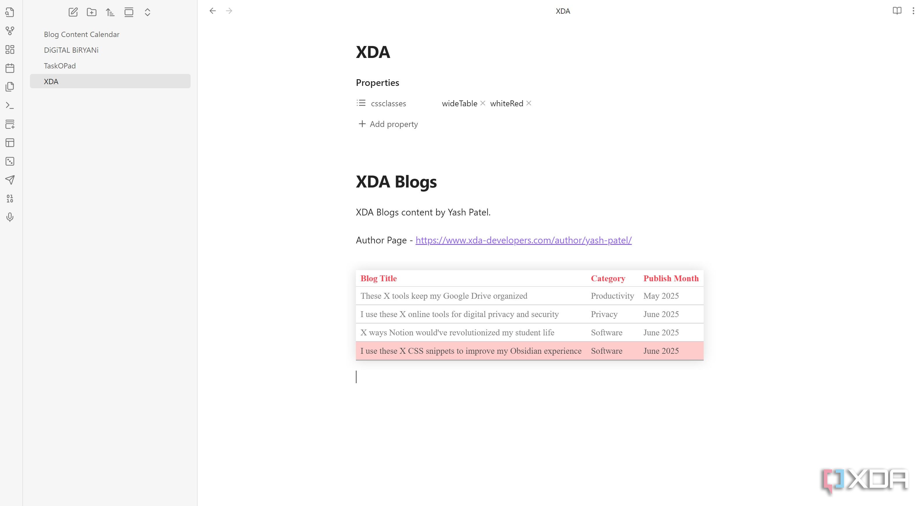 White Red table on obsidian from Pretty Tables CSS snippets.
