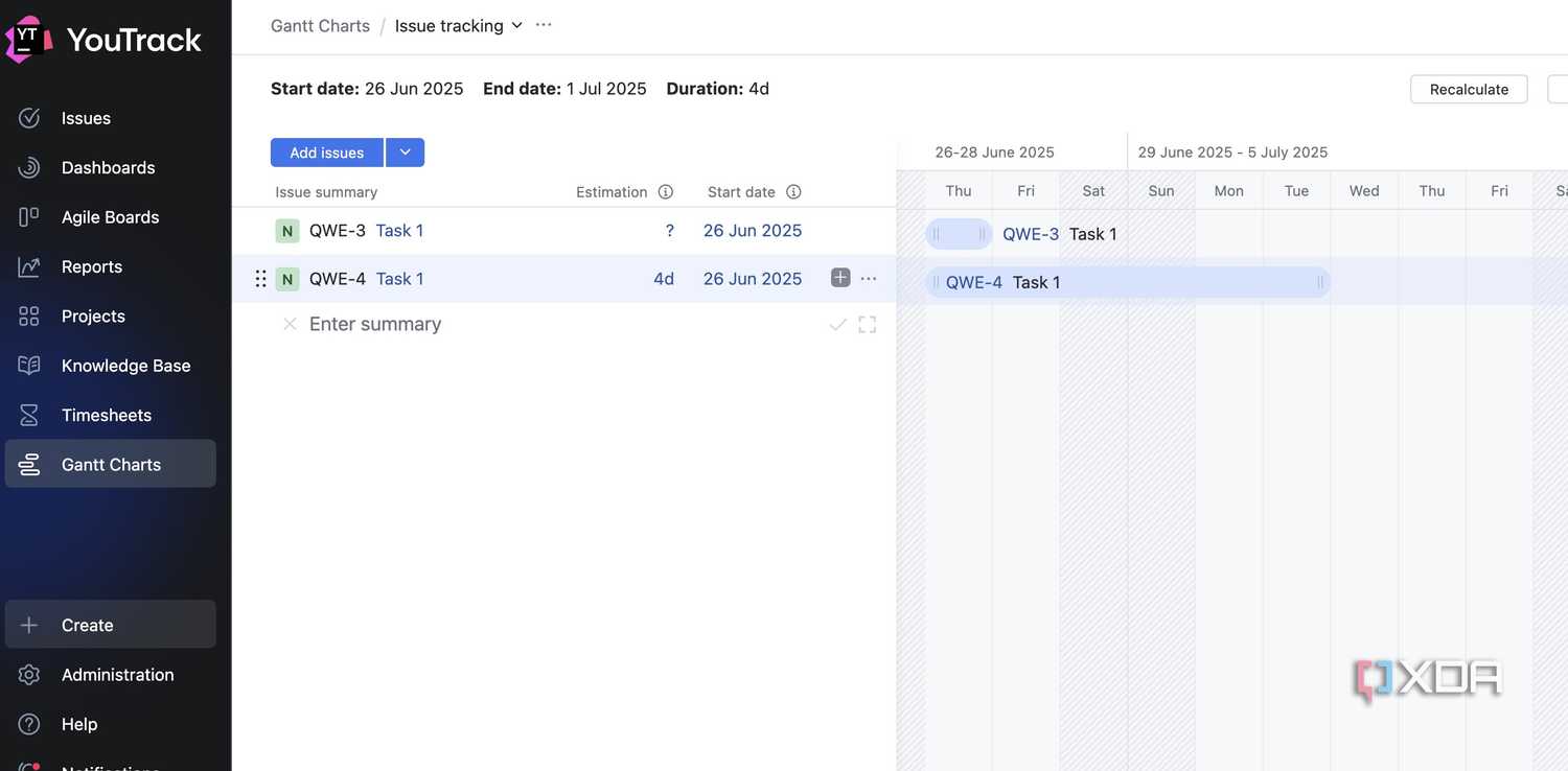 Gantt charts in YouTrack