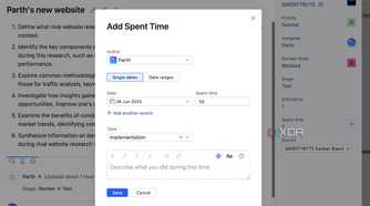 add spent time in YouTrack