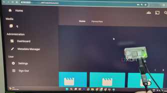 photo of Windows 11 desktop with a raspberry pi zero2w with jellyfin