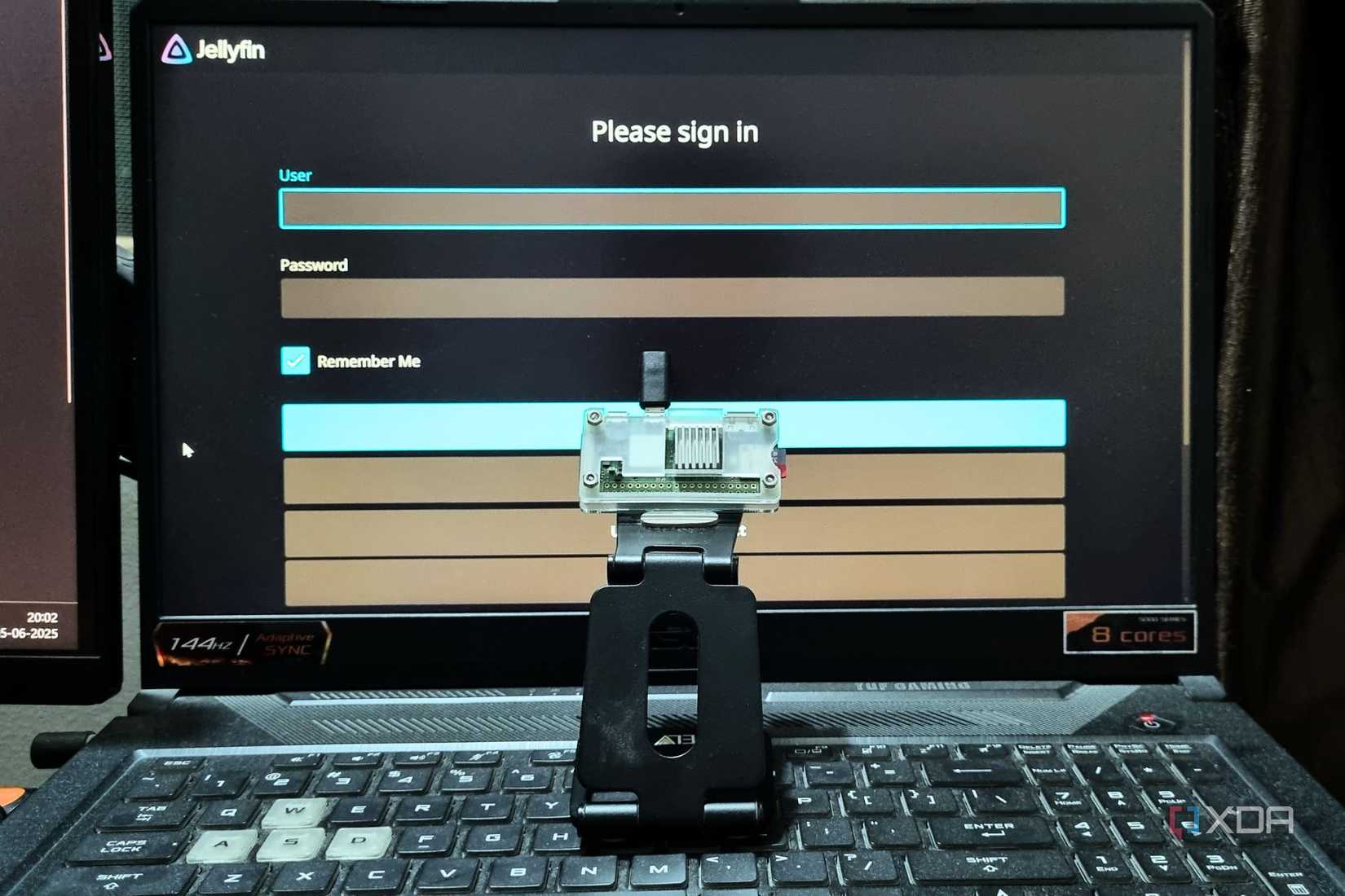 photo of Windows 11 desktop with a raspberry pi zero2w with jellyfinpage