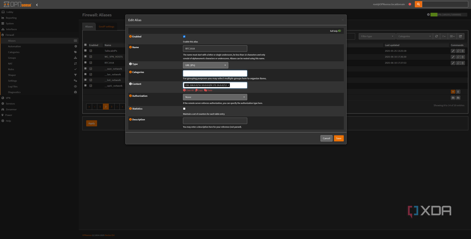 wireguard-opnsense-rfc1918-alias