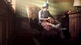 BJ Blazkowics in Wolfenstein 2: The New Colossus resting his head in his mother's lap.