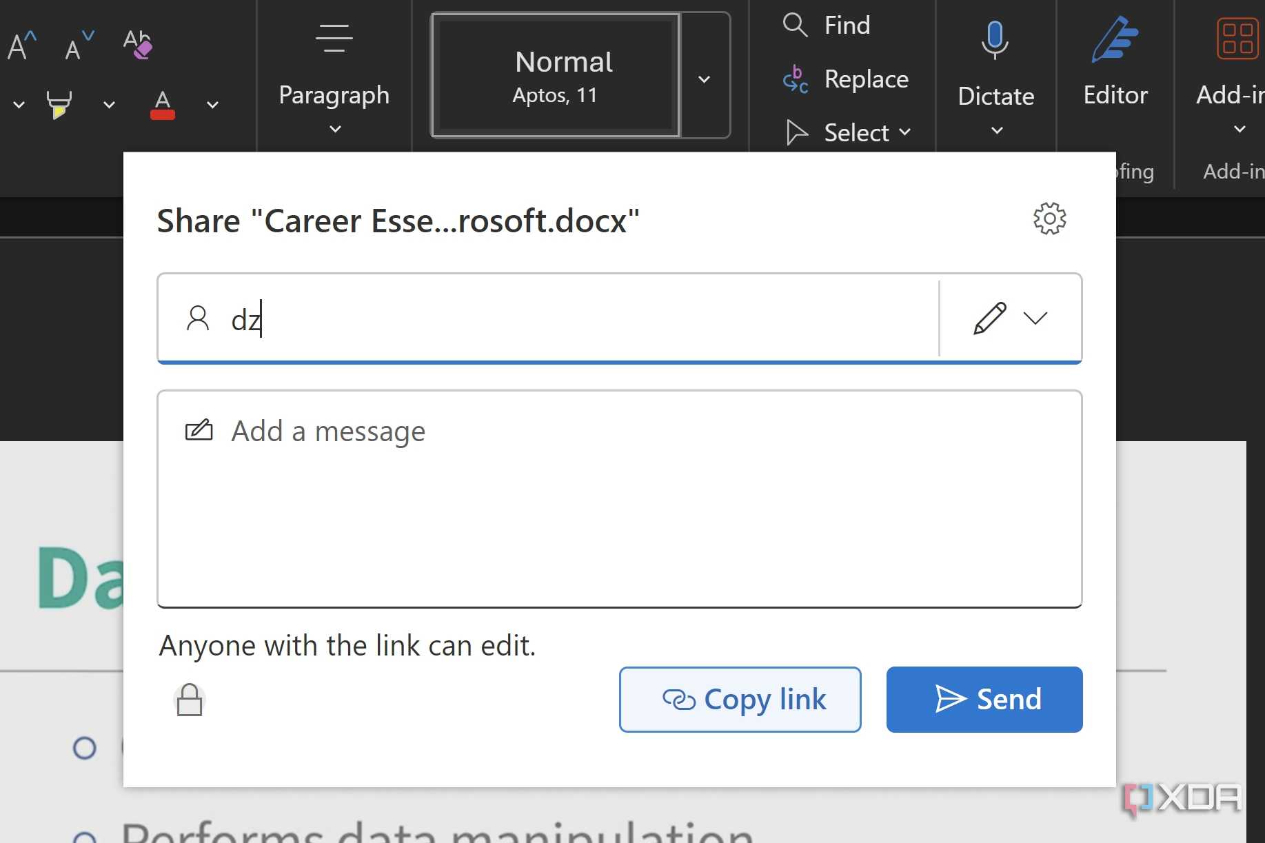 Word failing contact integration