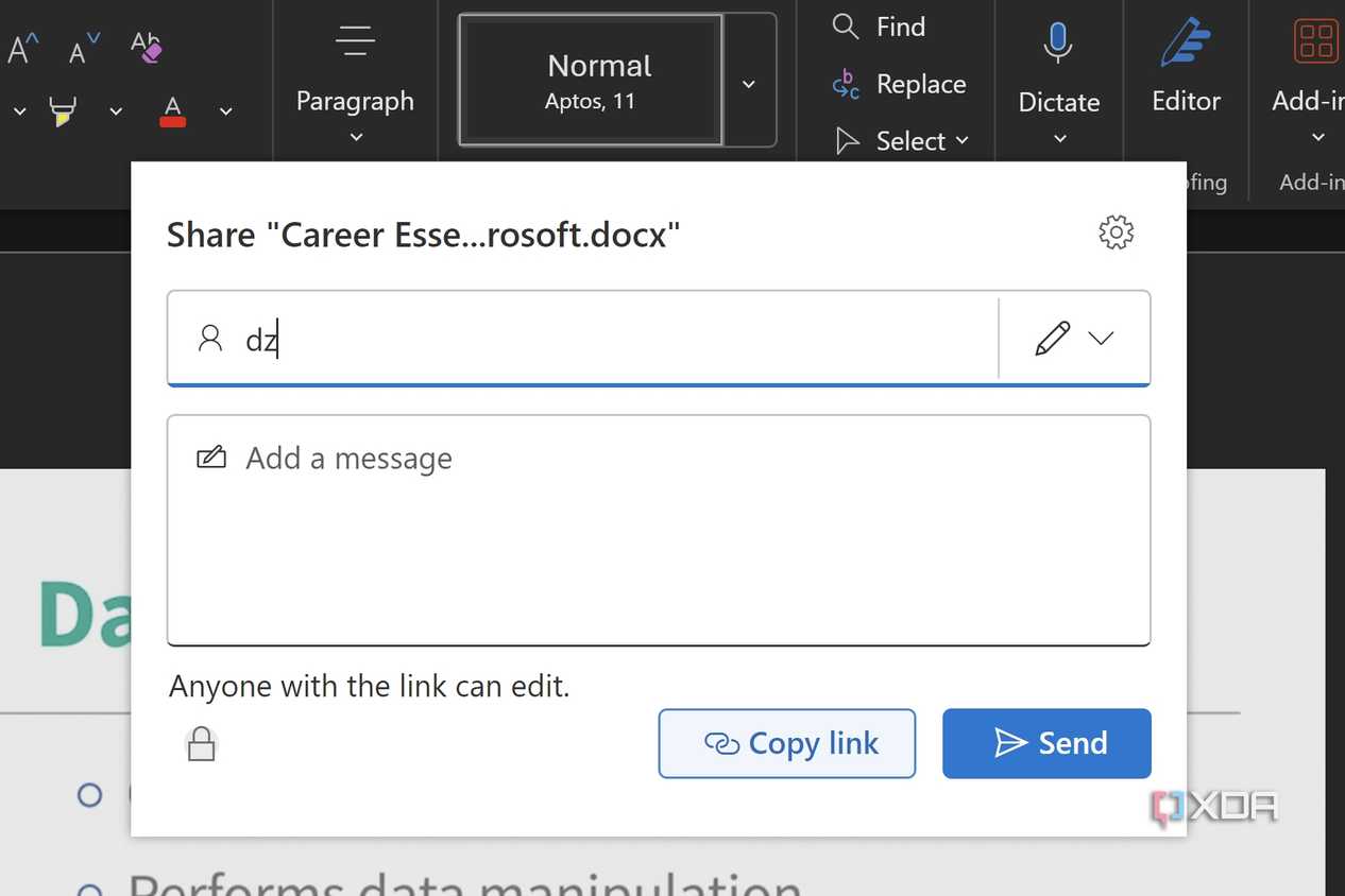 Word failing contact integration