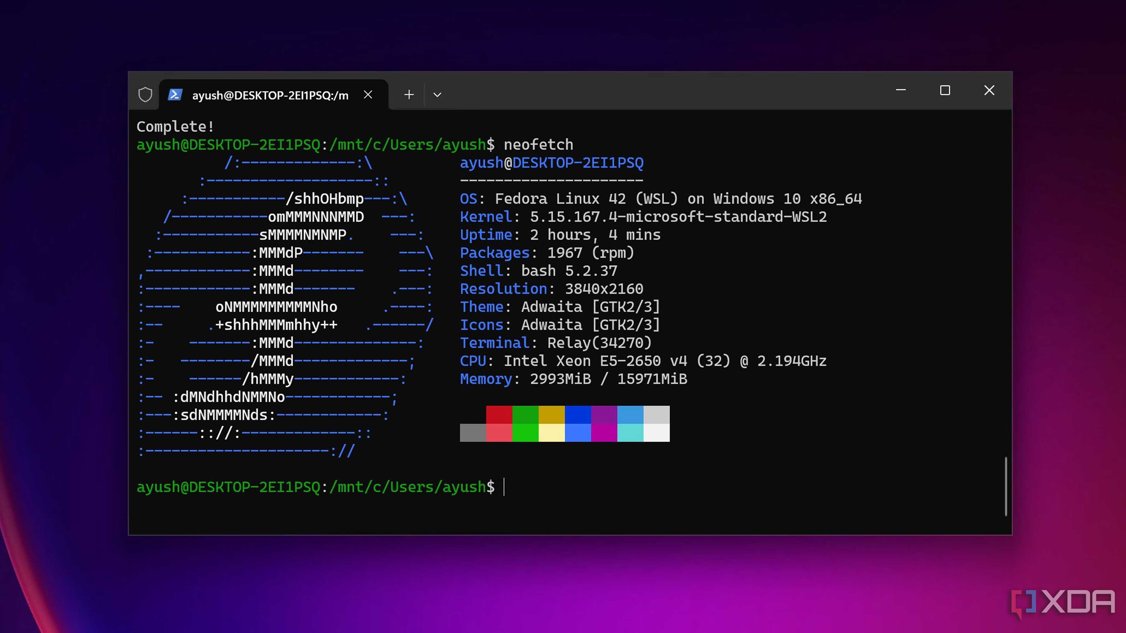 Running Fedora in WSL