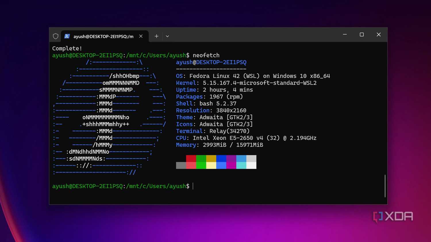 Running Fedora in WSL