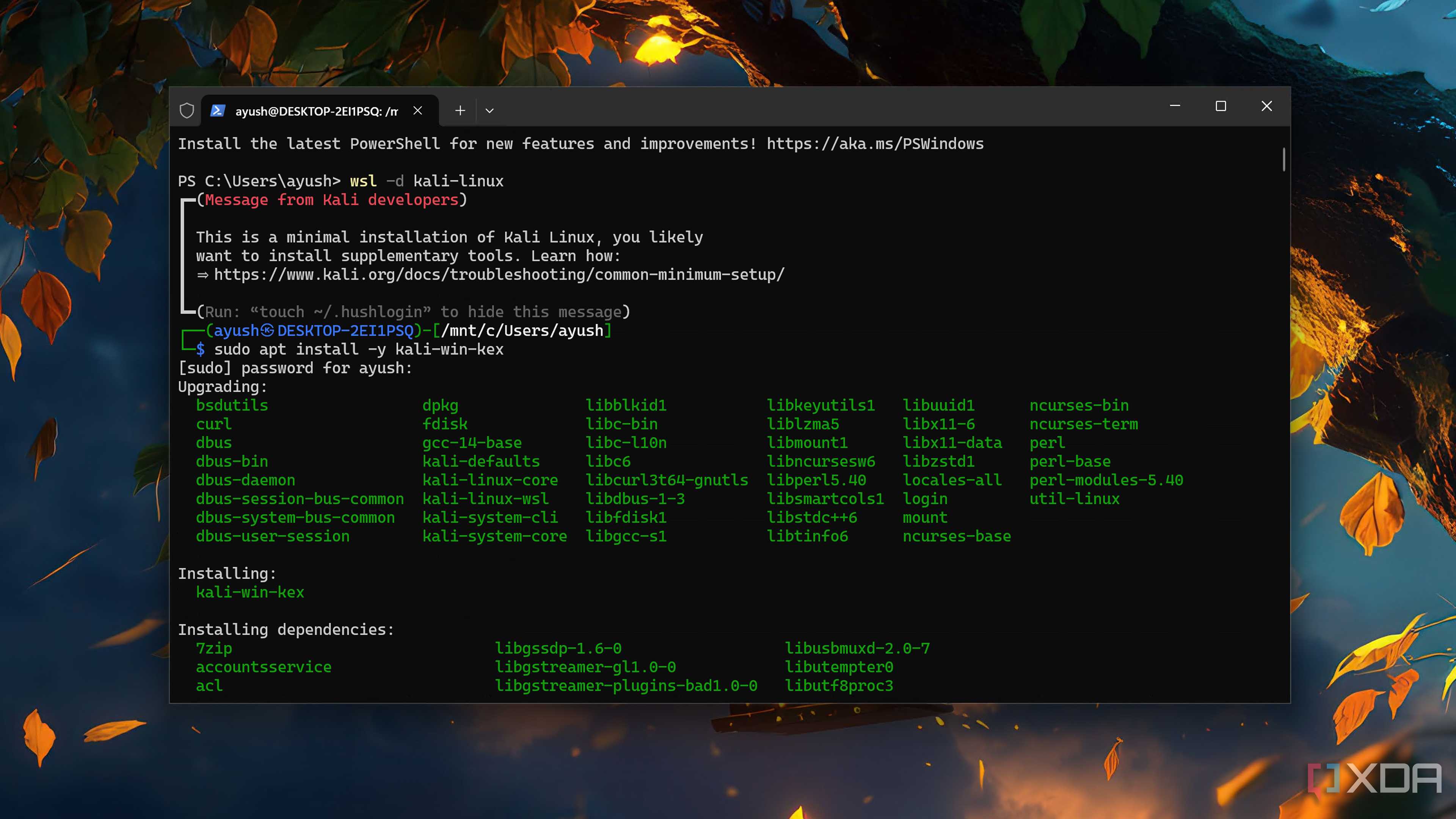 Running Kali Linux in WSL