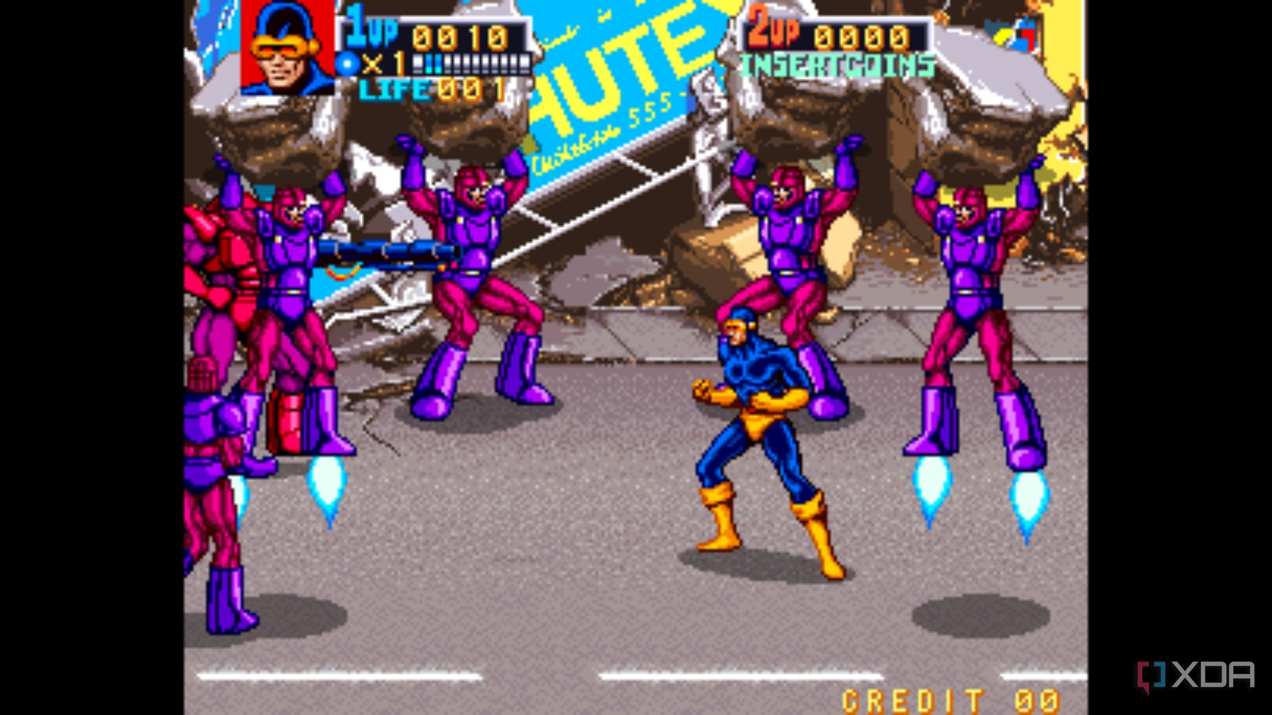 A screenshot from the arcade game X-Men.