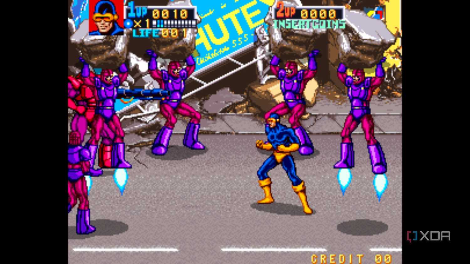 A screenshot from the arcade game X-Men.