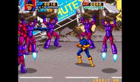 A screenshot from the arcade game X-Men.
