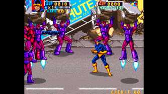 A screenshot from the arcade game X-Men.