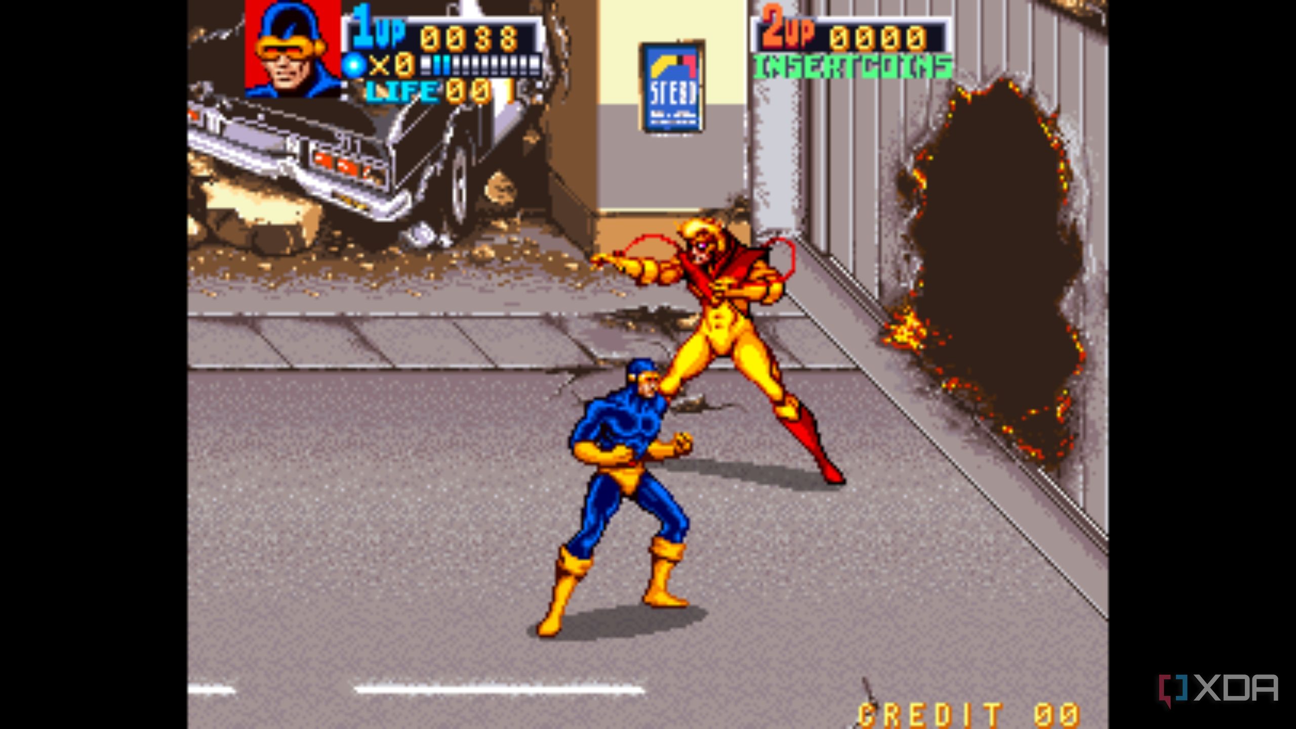 A screenshot from the arcade game X-Men.