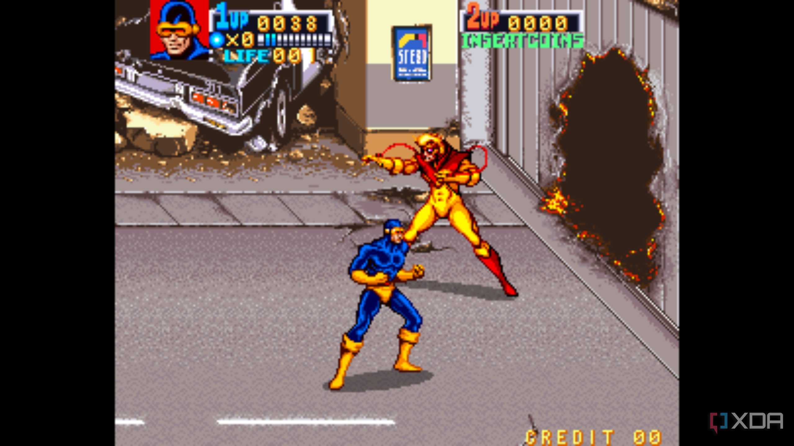 A screenshot from the arcade game X-Men.