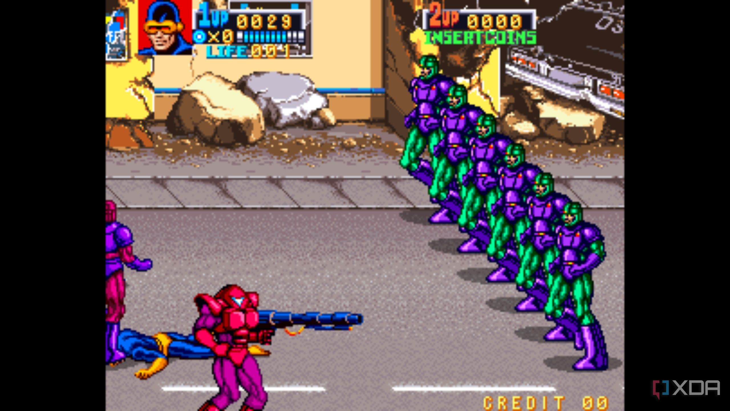 A screenshot from the arcade game X-Men.