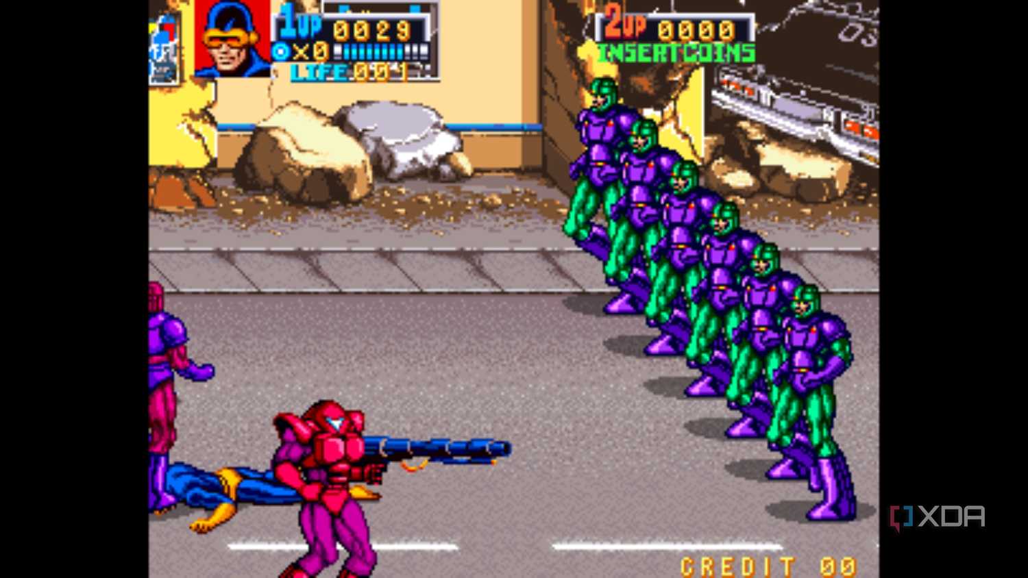 A screenshot from the arcade game X-Men.