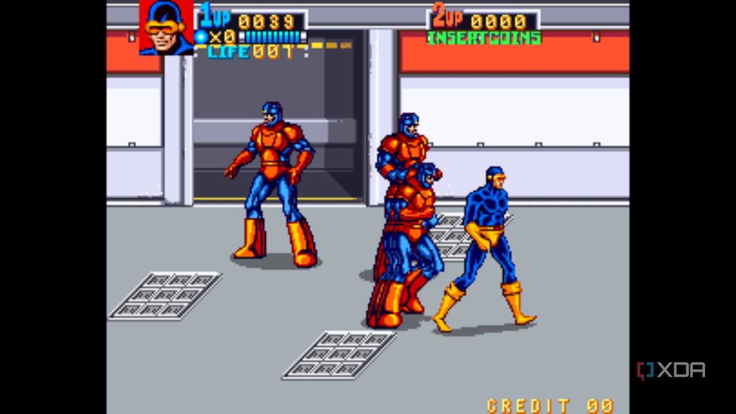 A screenshot from the arcade game X-Men.