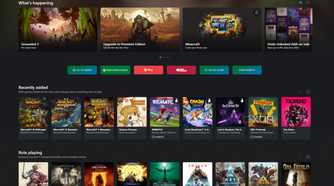 The main page of the PC game pass from Xbox.