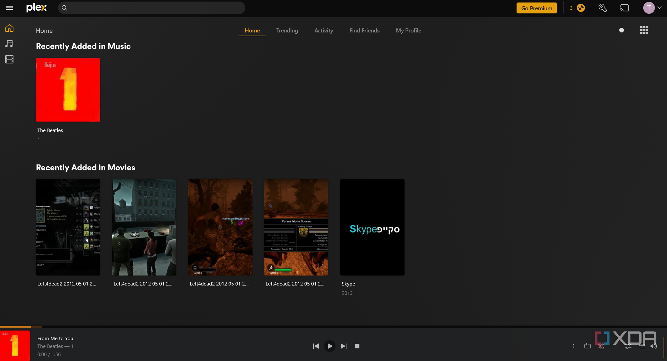 A screenshot of Plex's main interface