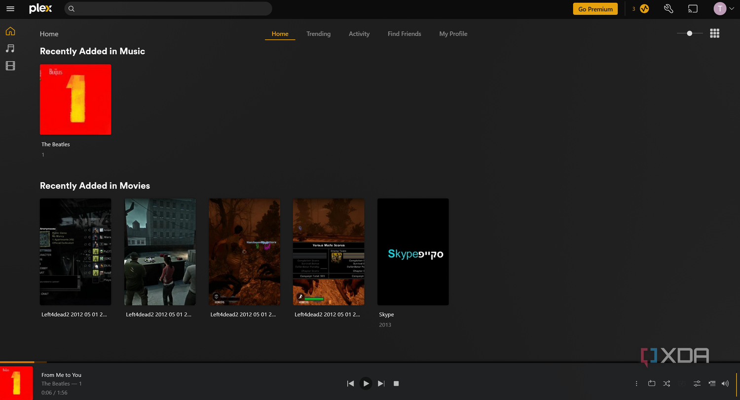 A screenshot of Plex's main interface