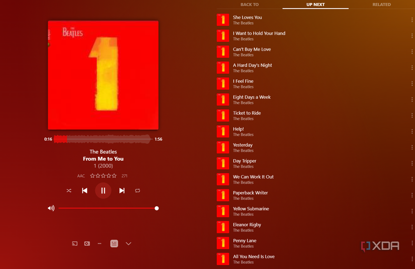 A screenshot of Plex's Plexamp music player