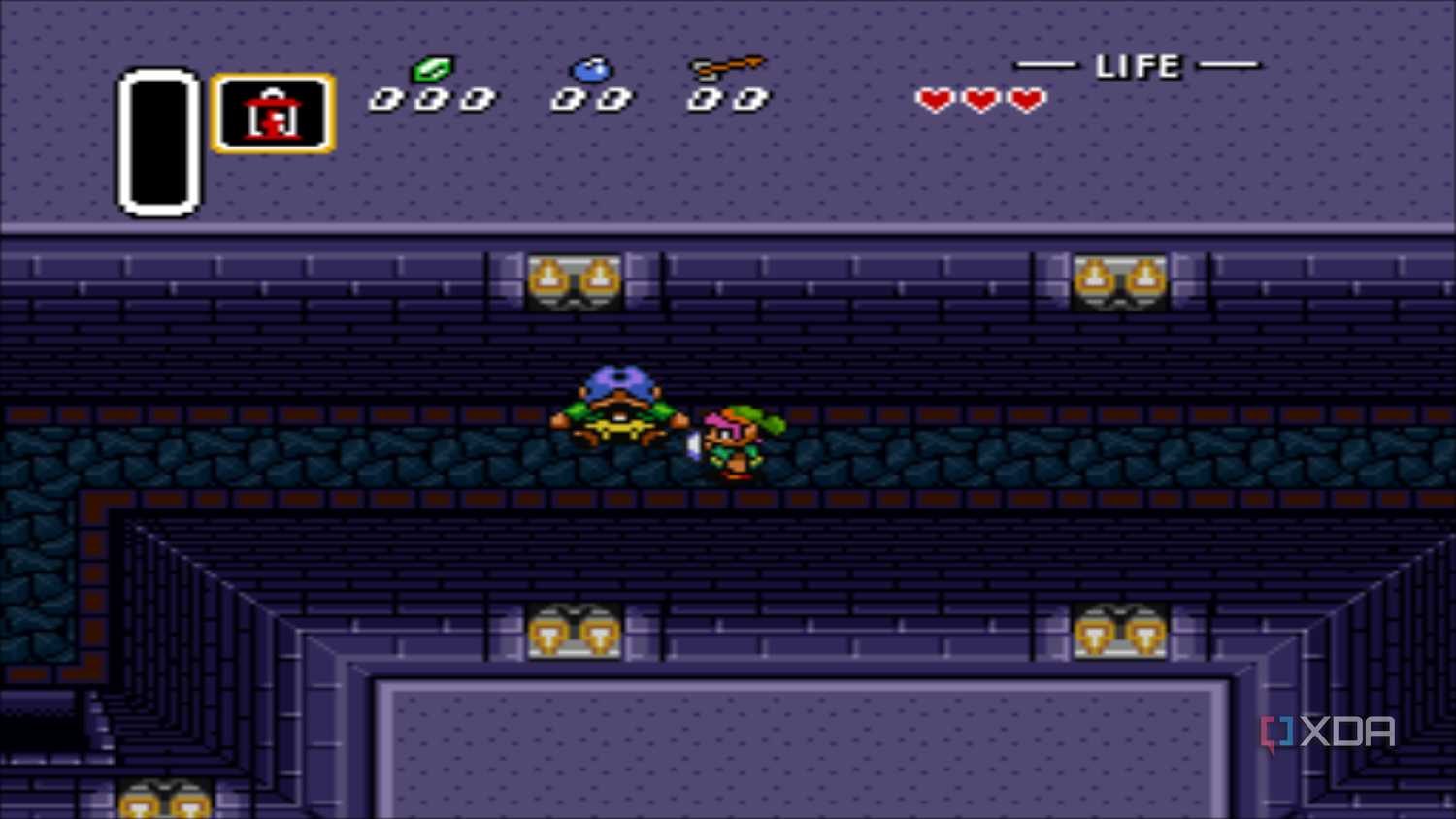 A screenshot from the 1991 SNES game The Legend of Zelda: A Link to the Past.