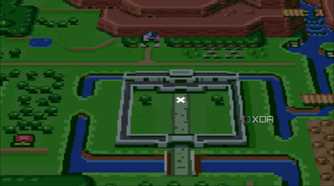 A screenshot from the 1991 SNES game The Legend of Zelda: A Link to the Past.