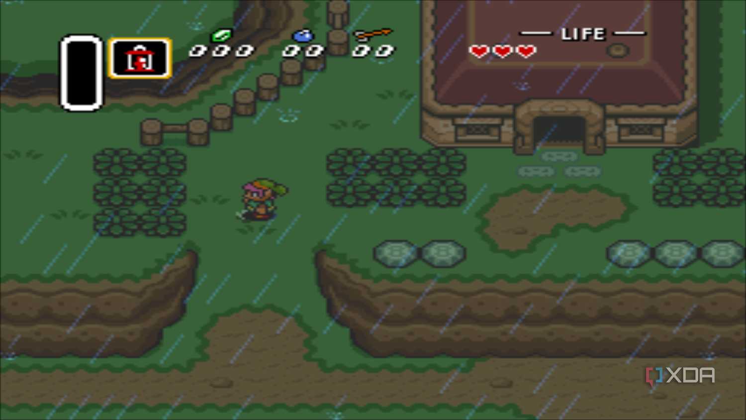 A screenshot from the 1991 SNES game The Legend of Zelda: A Link to the Past.