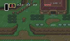 A screenshot from the 1991 SNES game The Legend of Zelda: A Link to the Past.