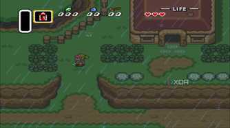 A screenshot from the 1991 SNES game The Legend of Zelda: A Link to the Past.