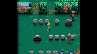 A screenshot from Zombies Ate My Neighbors, running on SNES9x.