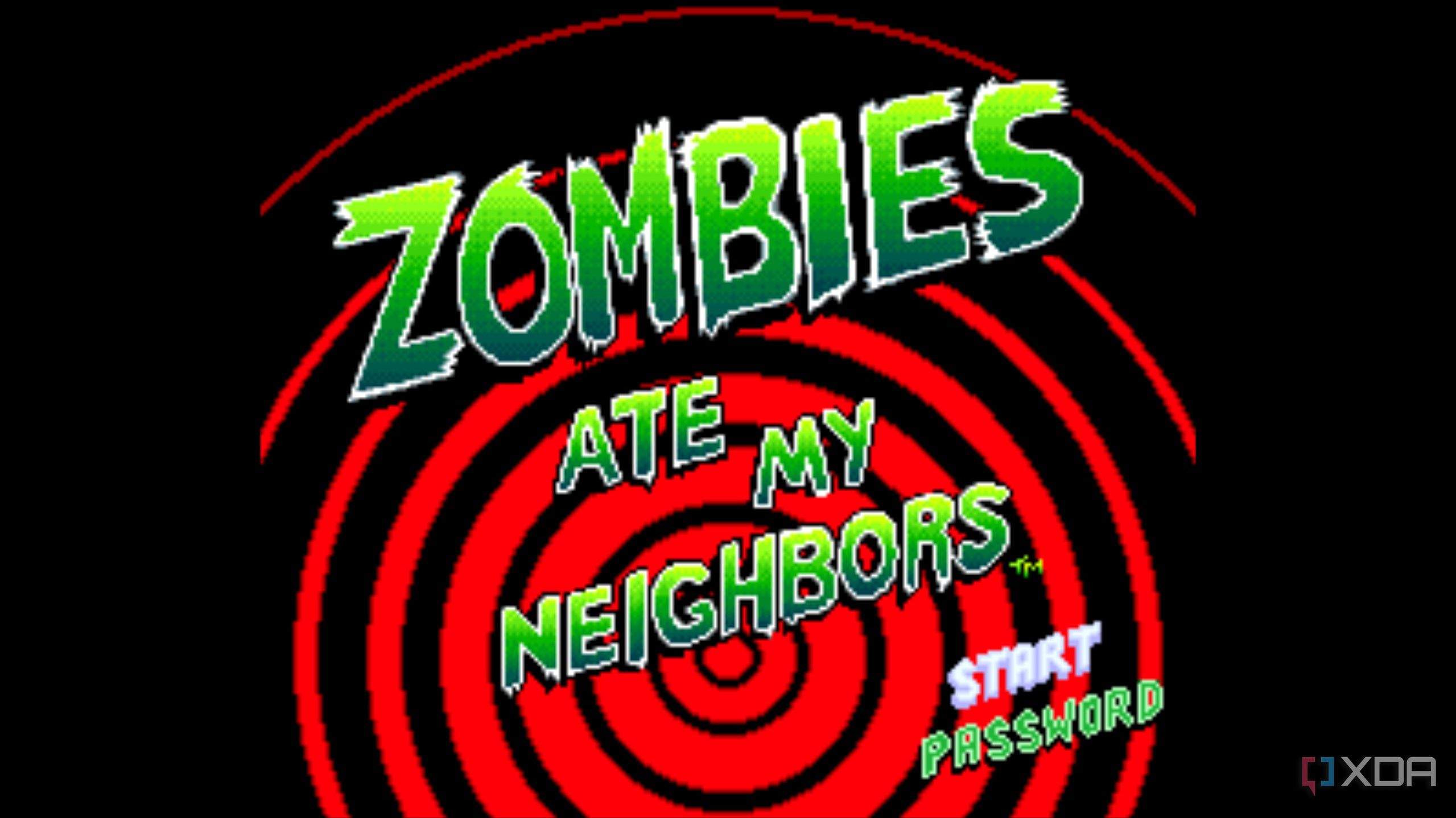 A screenshot from Zombies Ate My Neighbors, running on SNES9x.