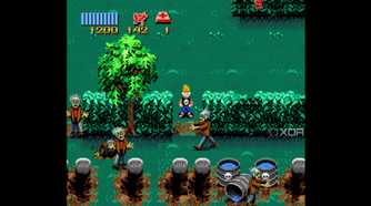 A screenshot from Zombies Ate My Neighbors, running on SNES9x.