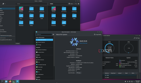 shows NixOS About this system and Dolphin explorer