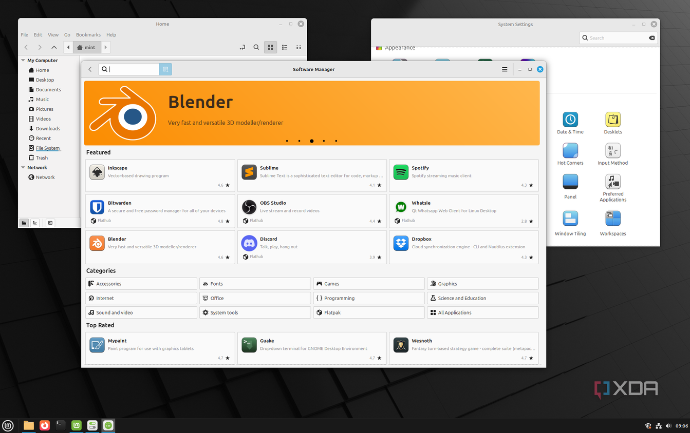shows Mint software manager