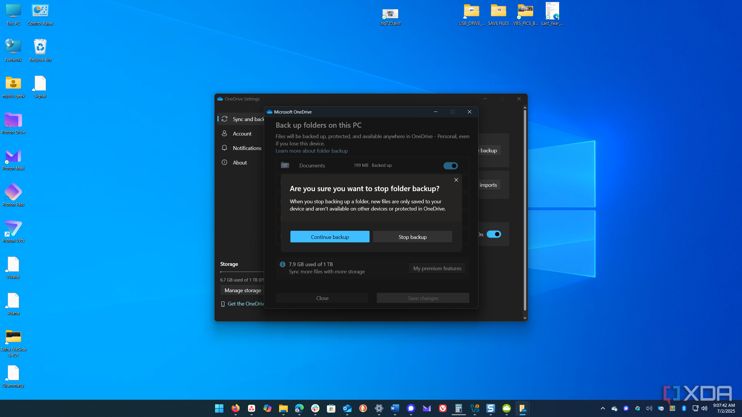 2 shows stop folder backup in OneDrive-1