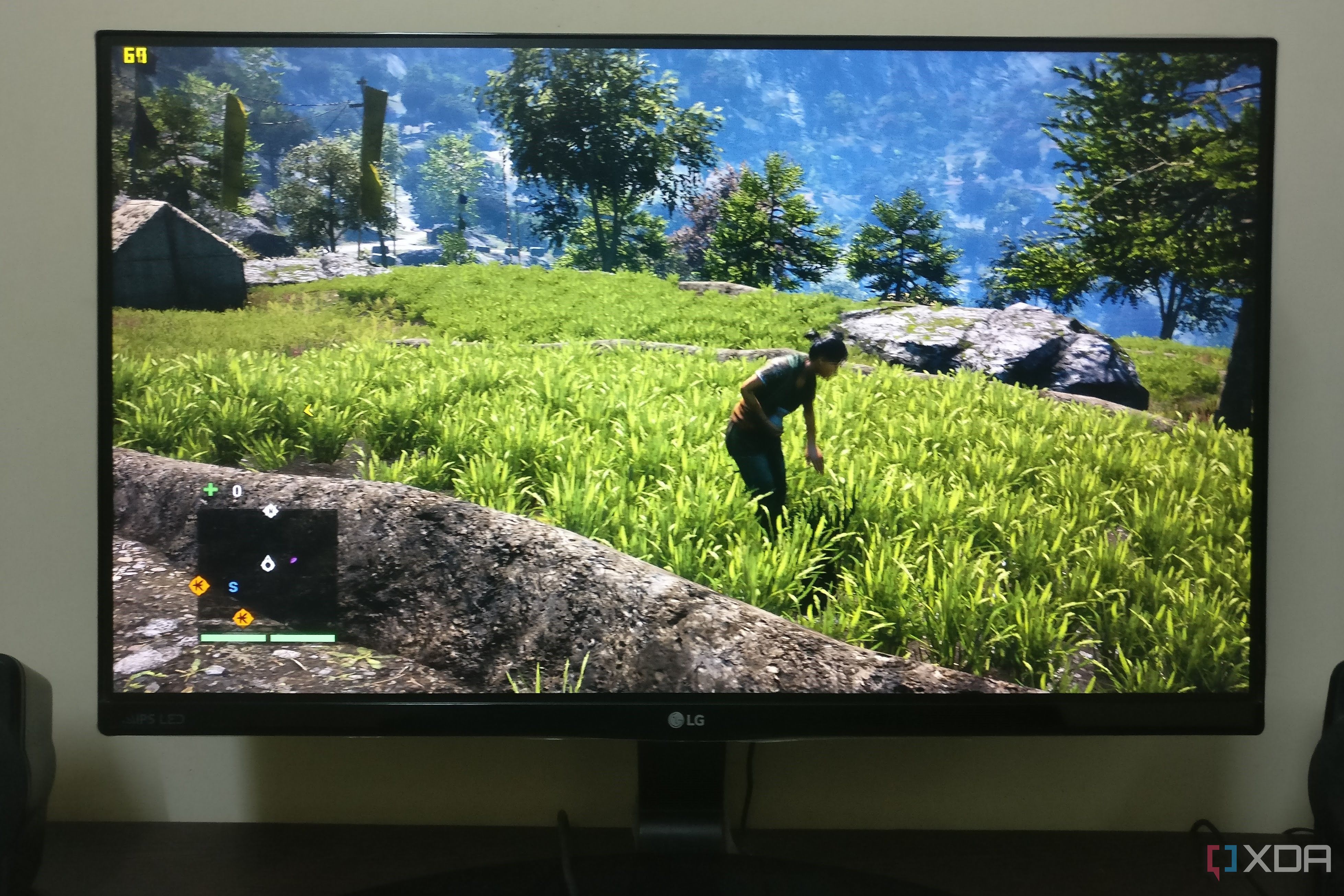 Close-up of a 22-inch gaming monitor running a game