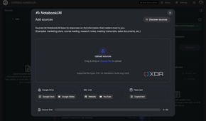 Add Sources page in NotebookLM