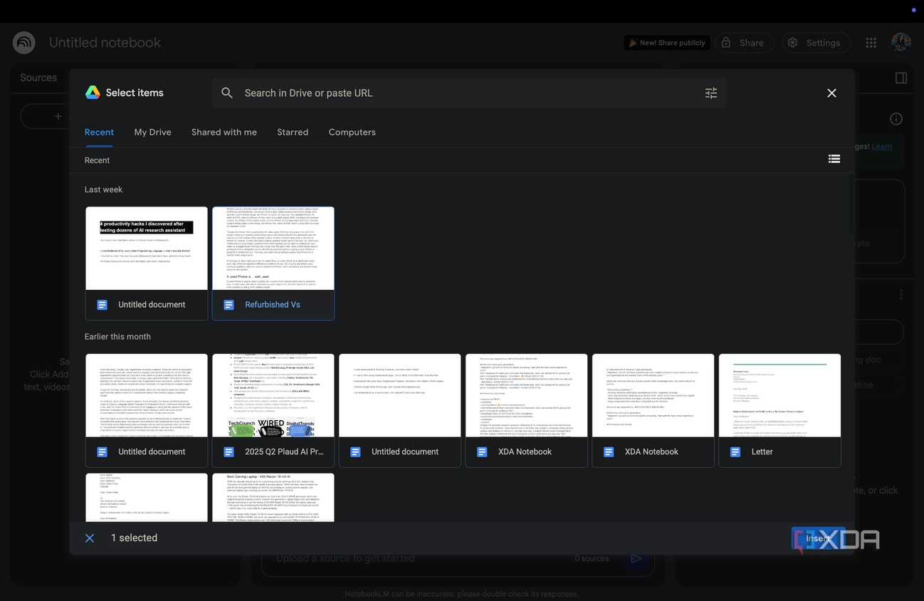 Adding a Docs as a source for a NotebookLM notebook