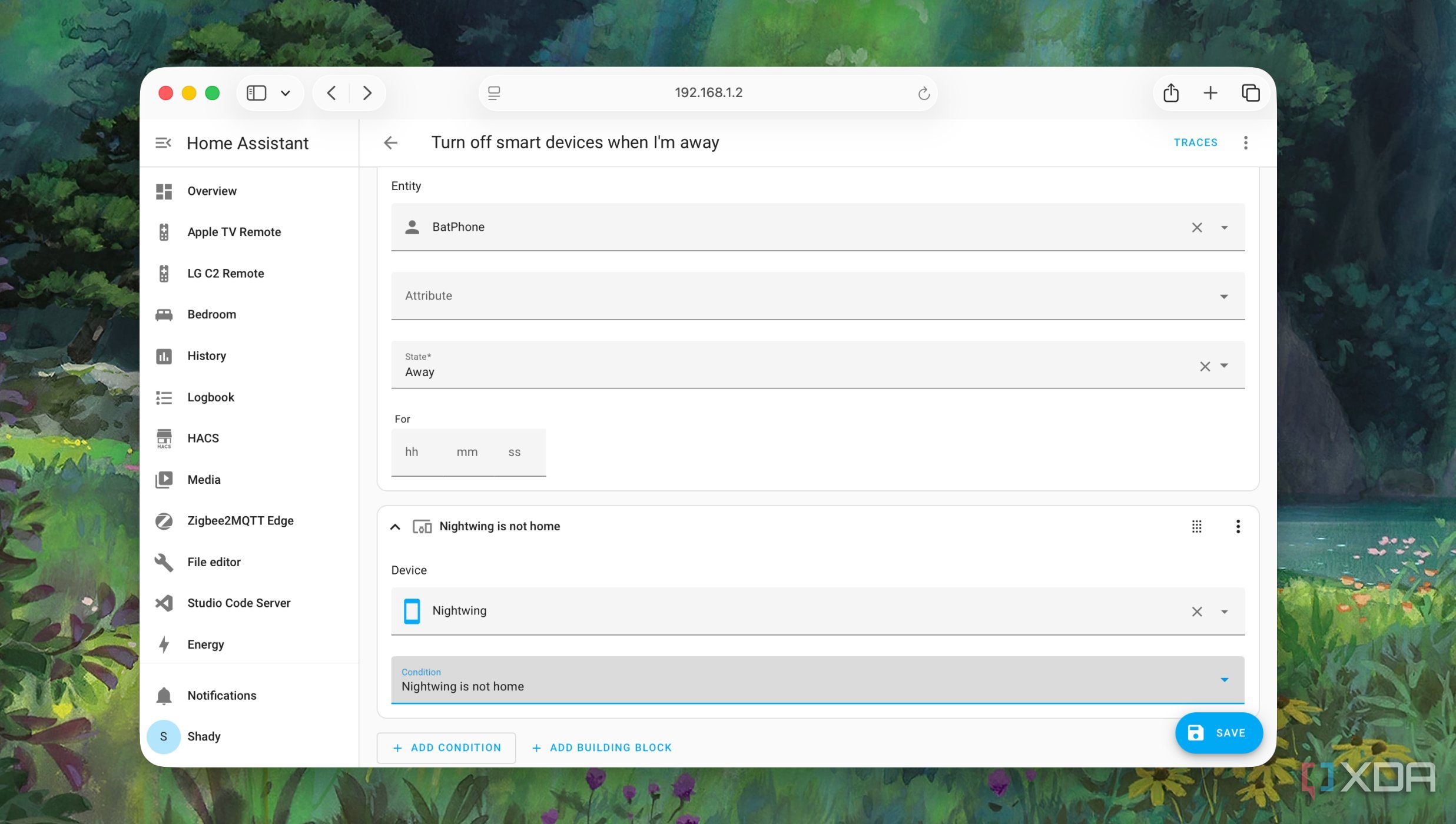 adding devices to an automation in Home Assistant
