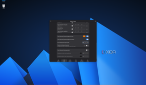 Screenshot of AnduinOS taskbar settings showing a colored taskbar with adjusted transparency
