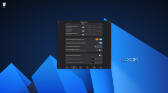 Screenshot of AnduinOS taskbar settings showing a colored taskbar with adjusted transparency