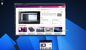 Screenshot of AnduinOS running Vivaldi and showing a window preview above the taskbar when hovering over the Vivaldi icon