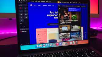 A MacBook with Arc Browser open and a smaller Little Arc window layered on top
