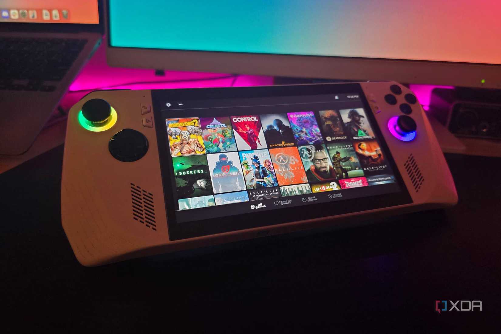 Asus ROG Ally running Playnite with several games available to choose from