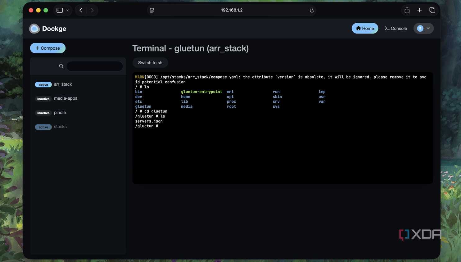 Bash mode for Gluetun container